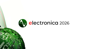 A graphic with the text electronica 2026 and an illstrated globe which consists of electronic parts.